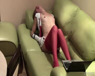 Redhead girl and webcam